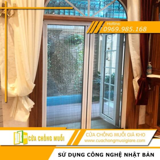 Cửa đi xếp xích 2 cánh chống muỗi