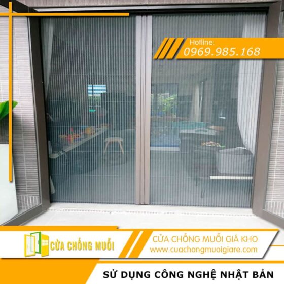 Cửa lưới chống muỗi cửa đi chính xếp có ray