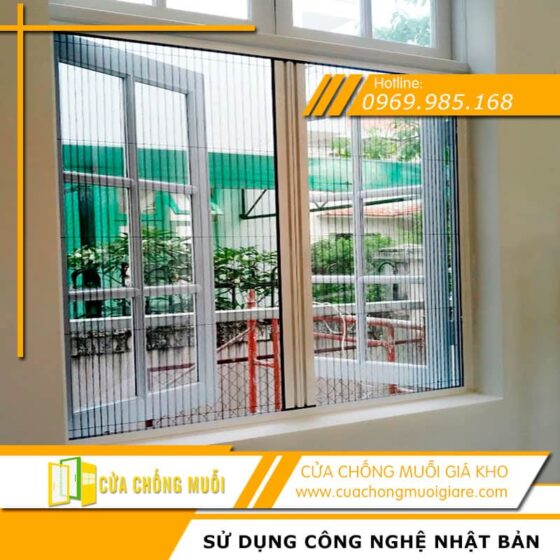 Cửa sổ xếp có ray trong khung chống muỗi