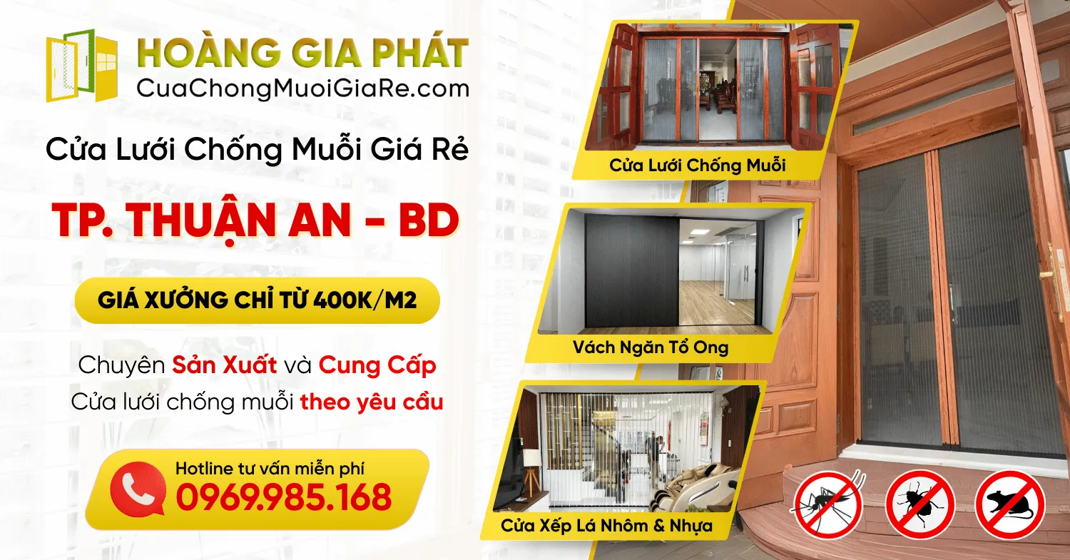 Cửa Lưới Chống Muỗi Thành phố Thuận An, Bình Dương Giá Rẻ - Cửa Lưới Hoàng Gia Phát