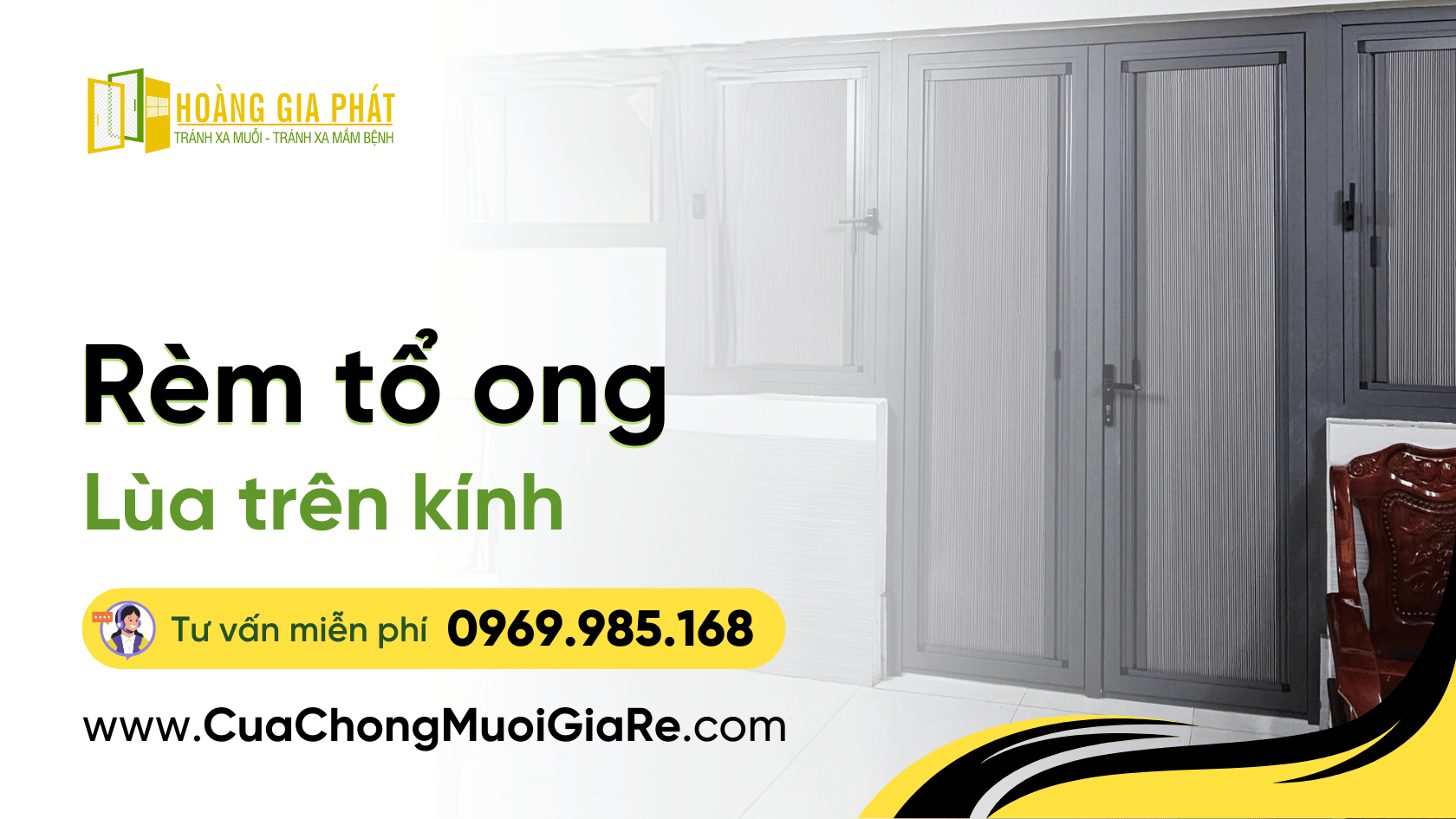 Rèm tổ ong lùa trên kính